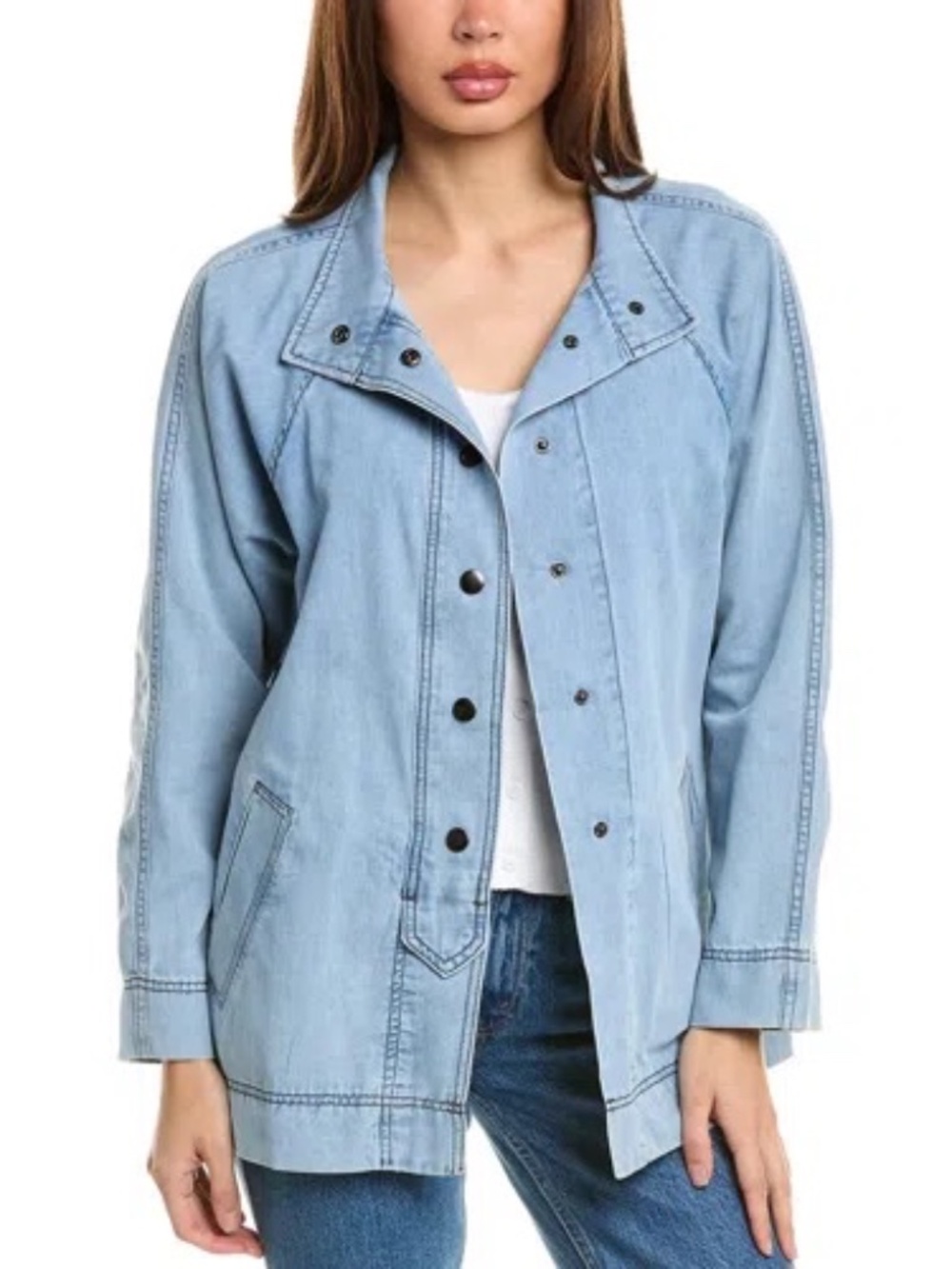 Lilla P Denim Swing Jacket M Light Wash Boxy Casual
